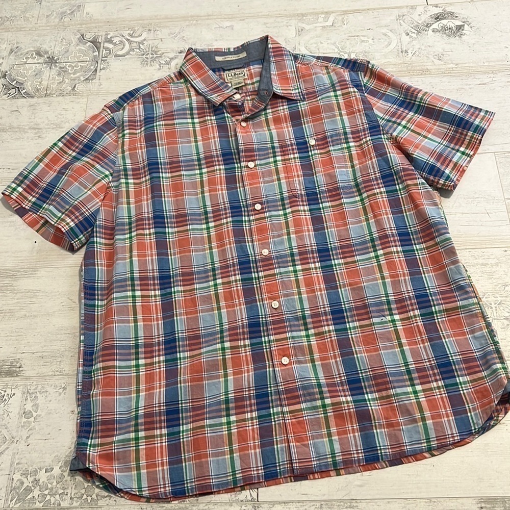 L.L. Bean Men’s Slightly Fitted Plaid Buttonp shirt size XL